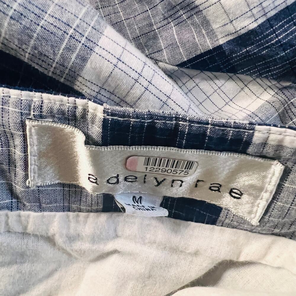 Adelyn Rae Daisy Dress Size Medium Gingham Off Shoulder Open Back Blue White - Picture 5 of 15